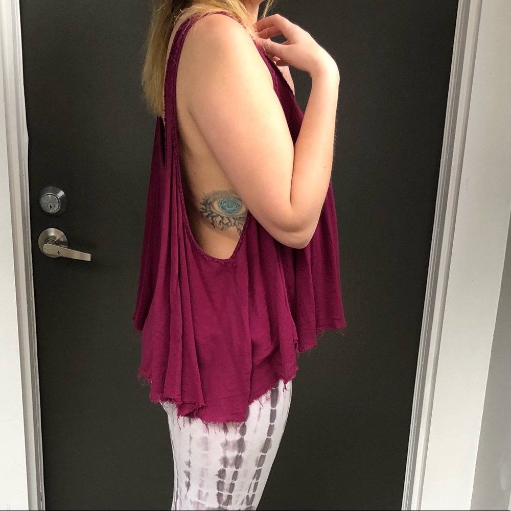 Magenta draping tank top